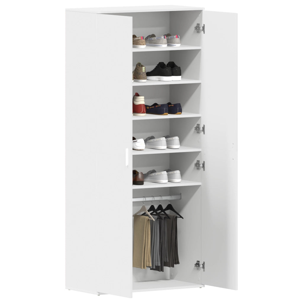 Armadio per Scarpe Bianco 80x39x180 cm Legno Ingegnerizzato