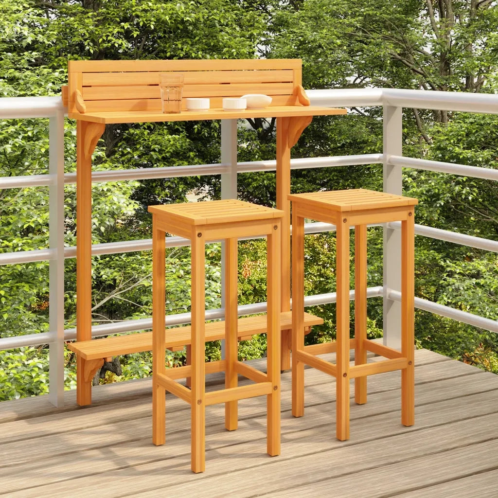 Set da Bar da Balcone 3 pz | Set Salotto da Giardino in Massello Acacia