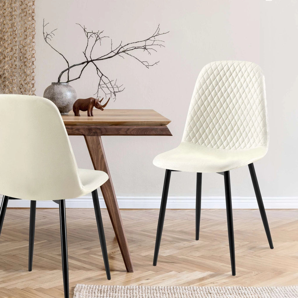 Sedia Giverny con cuciture decorative Tessuto,crema