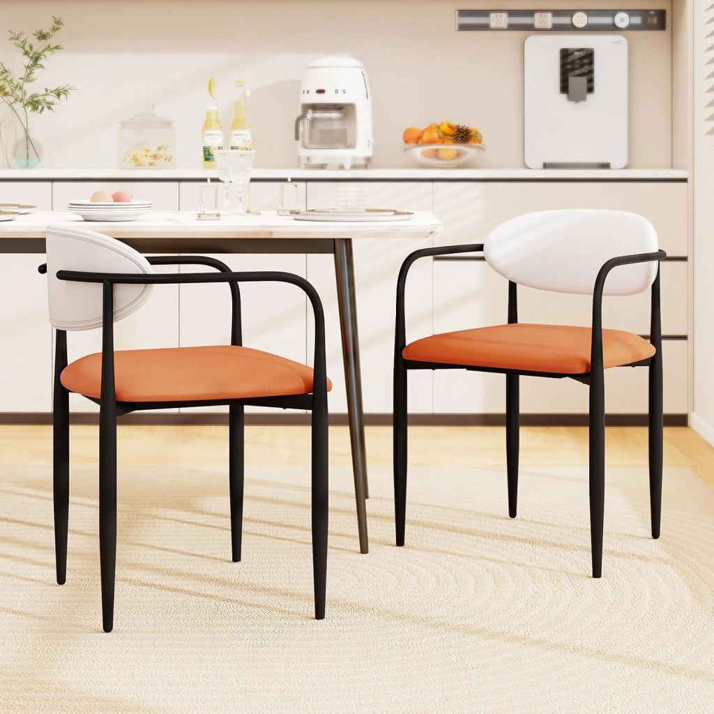 Set di 2 Sedie da Pranzo 54 x 54 x 77 cm, Sedie da Cucina con Sedile Imbottito in Finta Pelle, Schienale e Telaio in Metallo, Poltrone per Soggiorno e Ufficio