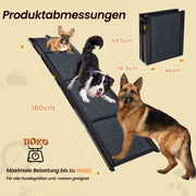 RAMPA PER CANI PIEGHEVOLE 180 cm Nera Acciaio
