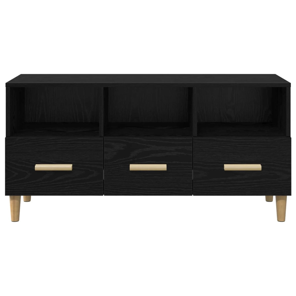 Mobile porta TV rettangolare moderno con contenitore e 3 cassetti per soggiorno 102 x 35 x 50 cm legno ingegnerizzato nero 02_0058403