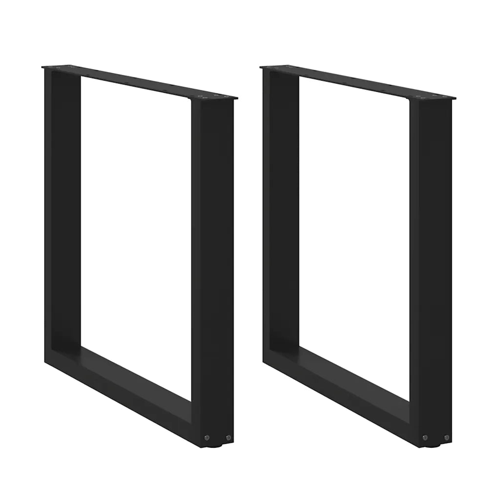 Gambe per tavolo da pranzo a forma di U 2 pz nere 90x(72-73) cm in acciaio