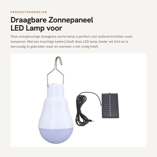 Lampada Solare Energeticamente Sostenibile - Lampada da Campeggio - Pannello Solare - LED - Batteria 500 mAh - Illuminazione Esterna