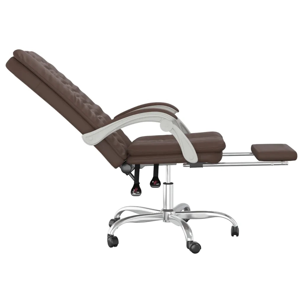 Poltrona | Sedia Relax da Ufficio Reclinabile Marrone in Similpelle