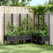 Fioriera da giardino con traliccio-Vaso da Esterno-Vaso con Griglia Nera 160x120x142 cm in PP