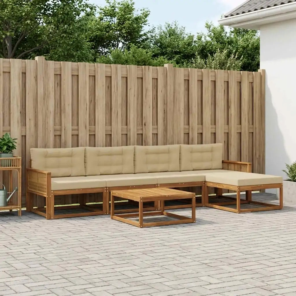 Set di divani da esterno con cuscino 6 pcs Naturale e Beige 3382511