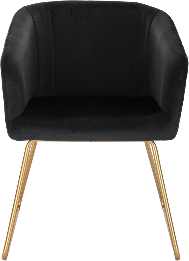 1x Sedie cucina moderne Poltroncina salotto Adatte per Sala da pranzo Soggiorno, Camera da Letto, Tessuto di velluto, Oro Metallo, Nero BH271sz-1