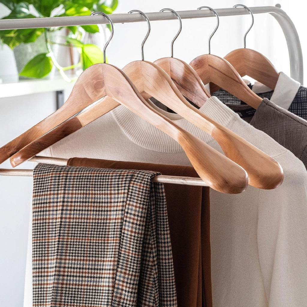 Grucce appendiabiti in legno KADAX, grucce per pantaloni per armadio, 3 pezzi