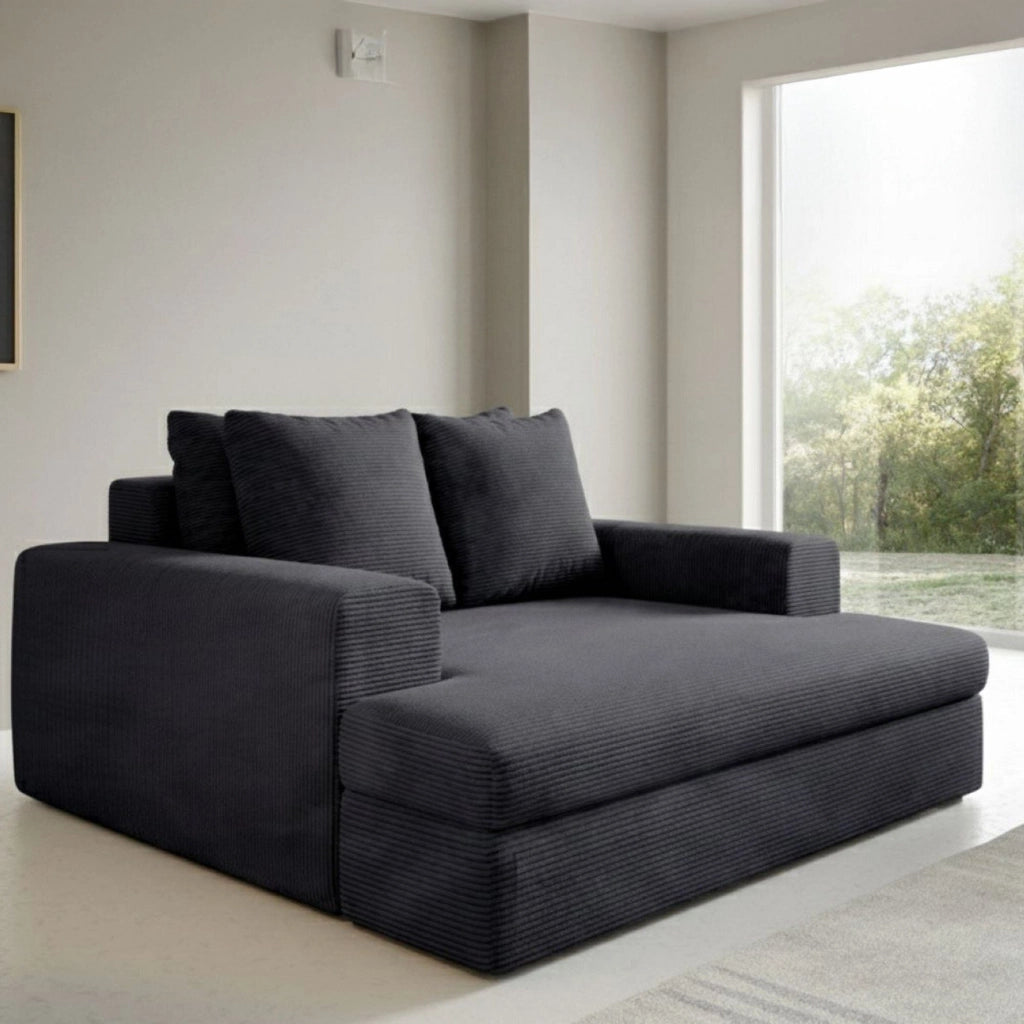 Comazzo, Divano Fisso 2 Posti Cuscini Sfoderabili, 162x167x86h cm Nero