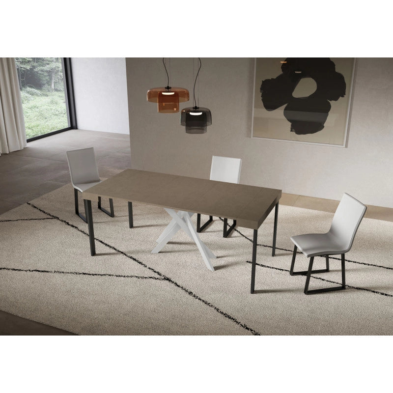 Consolle allungabile 90x40/300 cm Saki telaio Bianche - Tortora