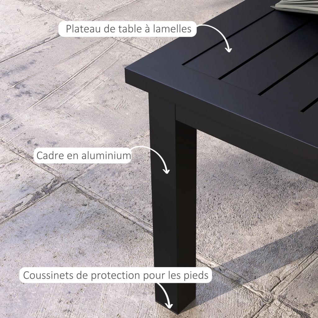 Tavolino rettangolare in alluminio per interno ed esterno ¨C zephmum ¨C nero 100x60x37 cm