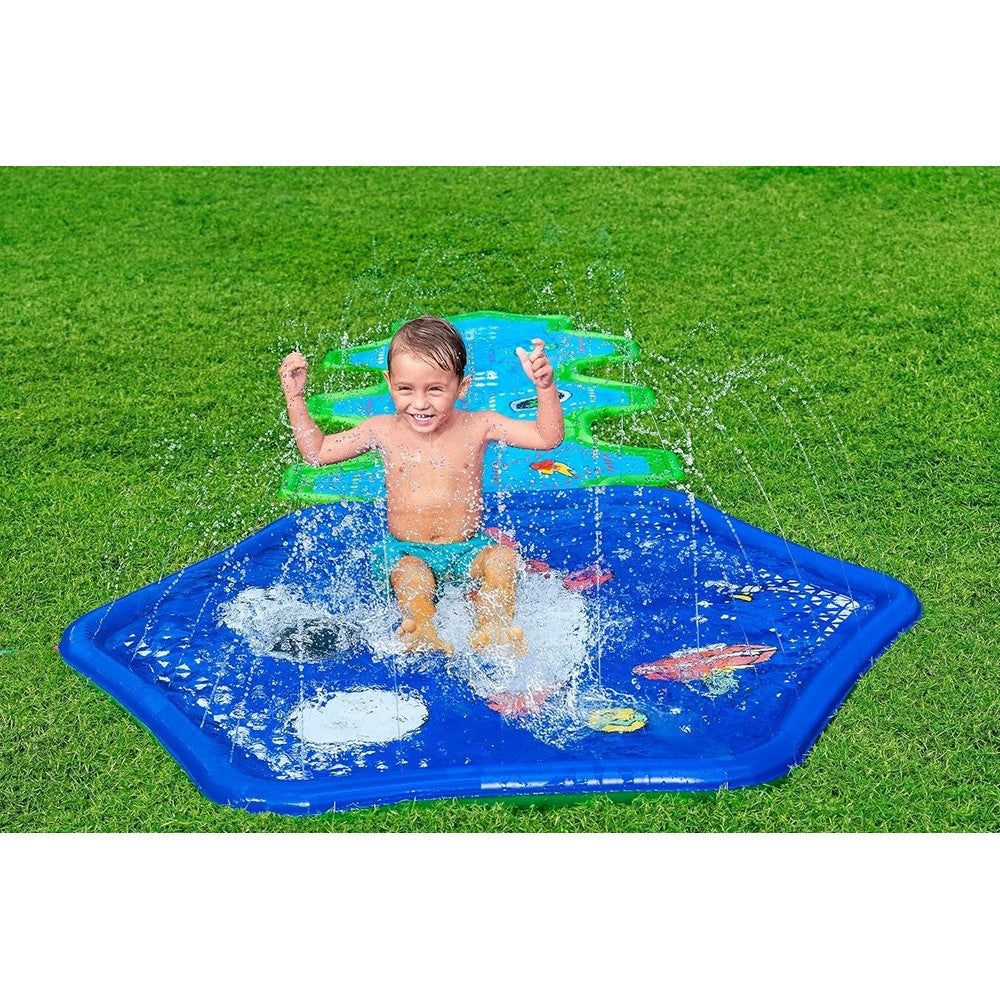 Trade Shop - Tappetino Gonfiabile Con Fontana Spruzzi Base Spaziale 335x150cm Adventure 52571 -