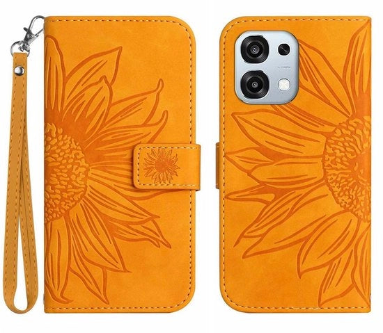 Ottimizzatore per smartphone Oppo A6 Pro 5G - Copertura in pelle PU con portafoglio - Supporto robusto - Impermeabile all'acqua - Disegno fiori zinnia - Stile elegante - Protezione per smartphone