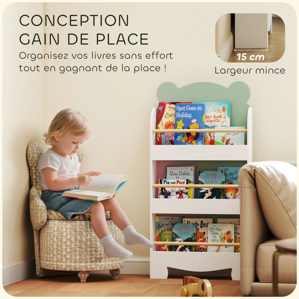 Libreria per bambini 3 livelli ¨C ZephMum ¨C verde