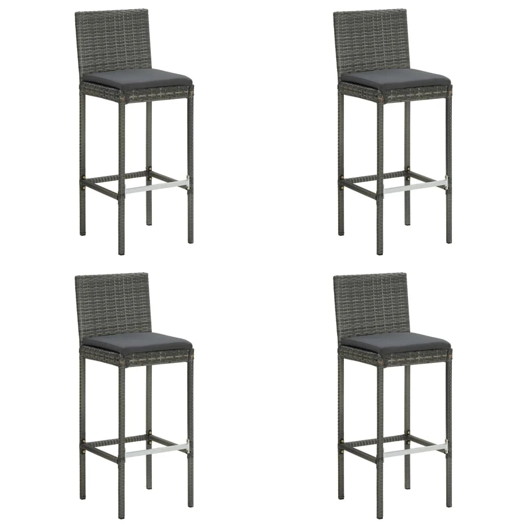 Set da bar da giardino a 5 pz con cuscini in polyrattan grigio 02_0013398