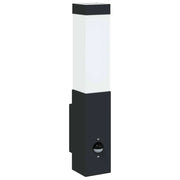 Moderna lampada da parete per esterni con sensore di movimento giardino 10,5 x 6 x 33 cm acciaio inox nero 02_0056513
