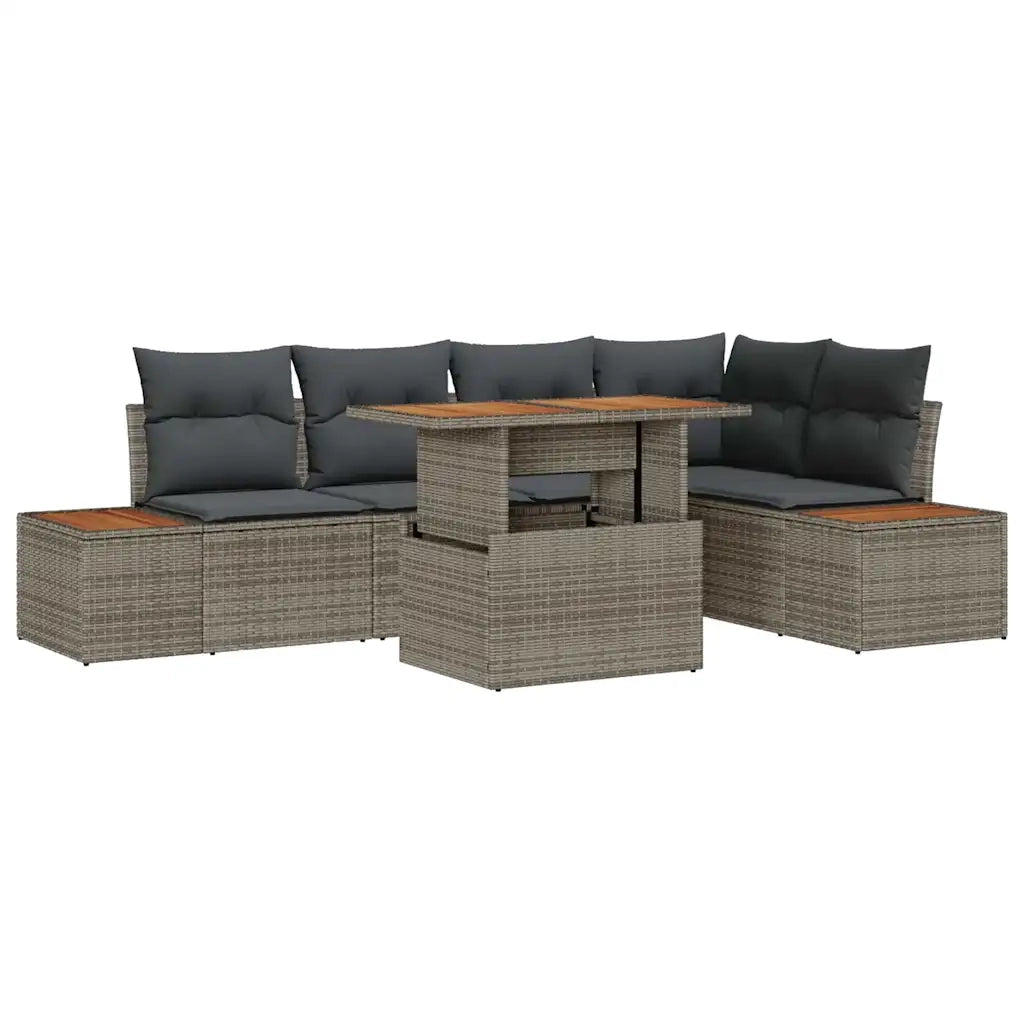 Set Divano da Giardino 6 pcs Grigio Poly Rattan 3358808