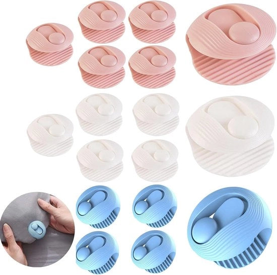 Clip per lenzuolo 18 pezzi Senza spilli Lenzuolo adesivo con alta elasticità Antiscivolo Trost per lenzuolo Sostegno di fissaggio (3 colori)