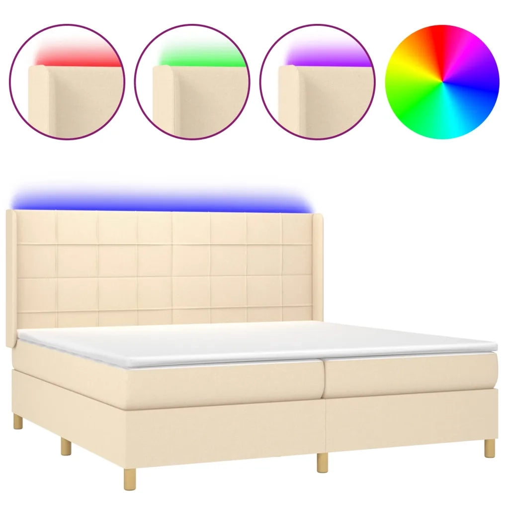 Letto a Molle Materasso e LED bianco 200x200cm in Tessuto 3138906