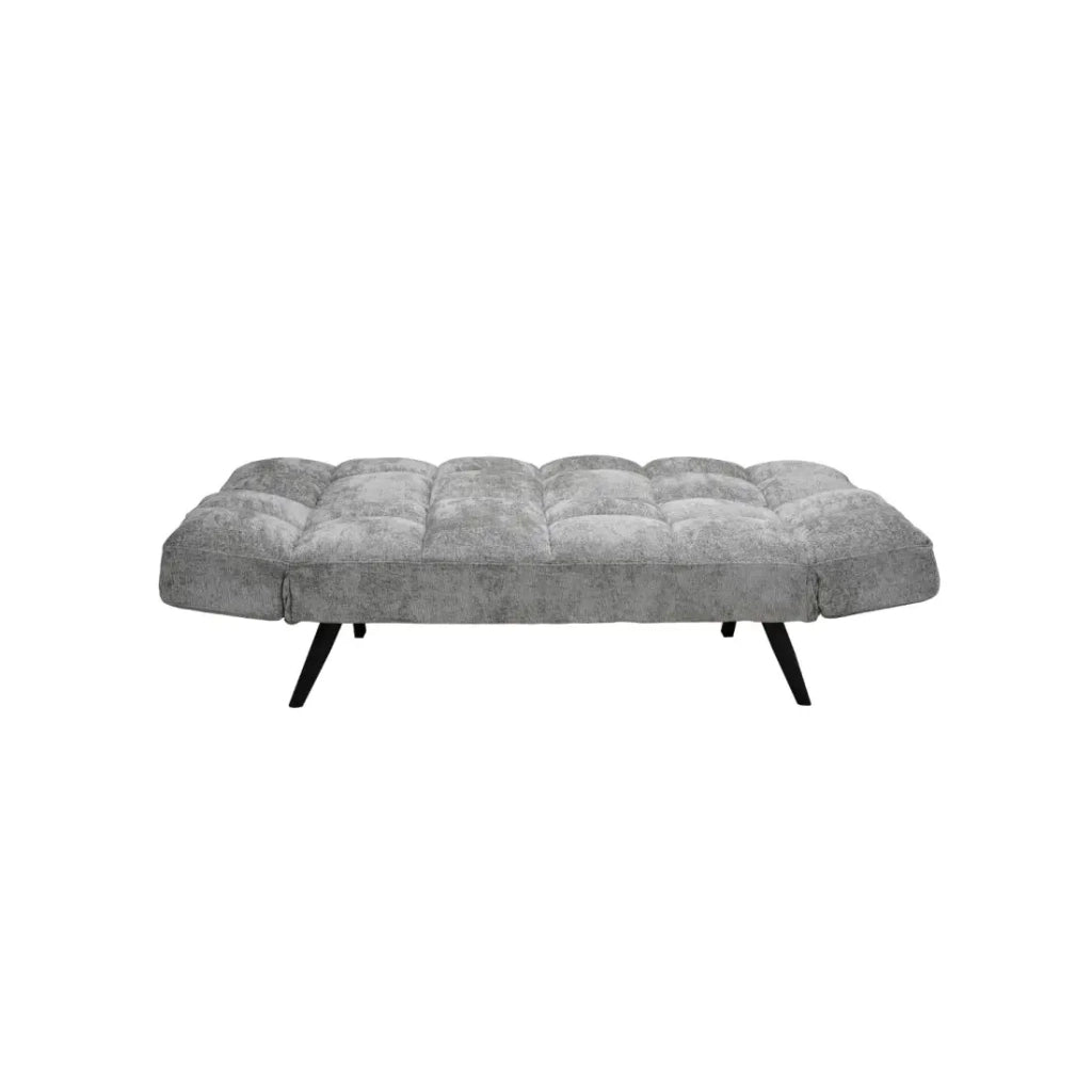 Divano letto SALVORA - Tessuto grigio - Materasso in schiuma integrato - Struttura in legno - Design compatto e pratico