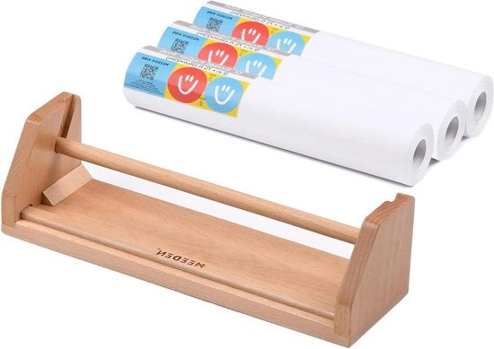 Dispensatore di fogli di carta in legno di betulla massello con 3 rulli - tavolo da disegno portatile per bambini