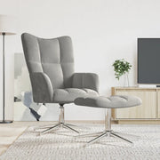 Poltrona Relax con Poggiapiedi Grigio Chiaro in Velluto 328128