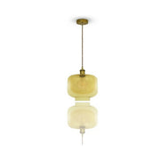 Trade Shop - Lampadario Vetro Ambra Metallo Porta Lampada V3740 Sospensione Moderno 25x28x118 -