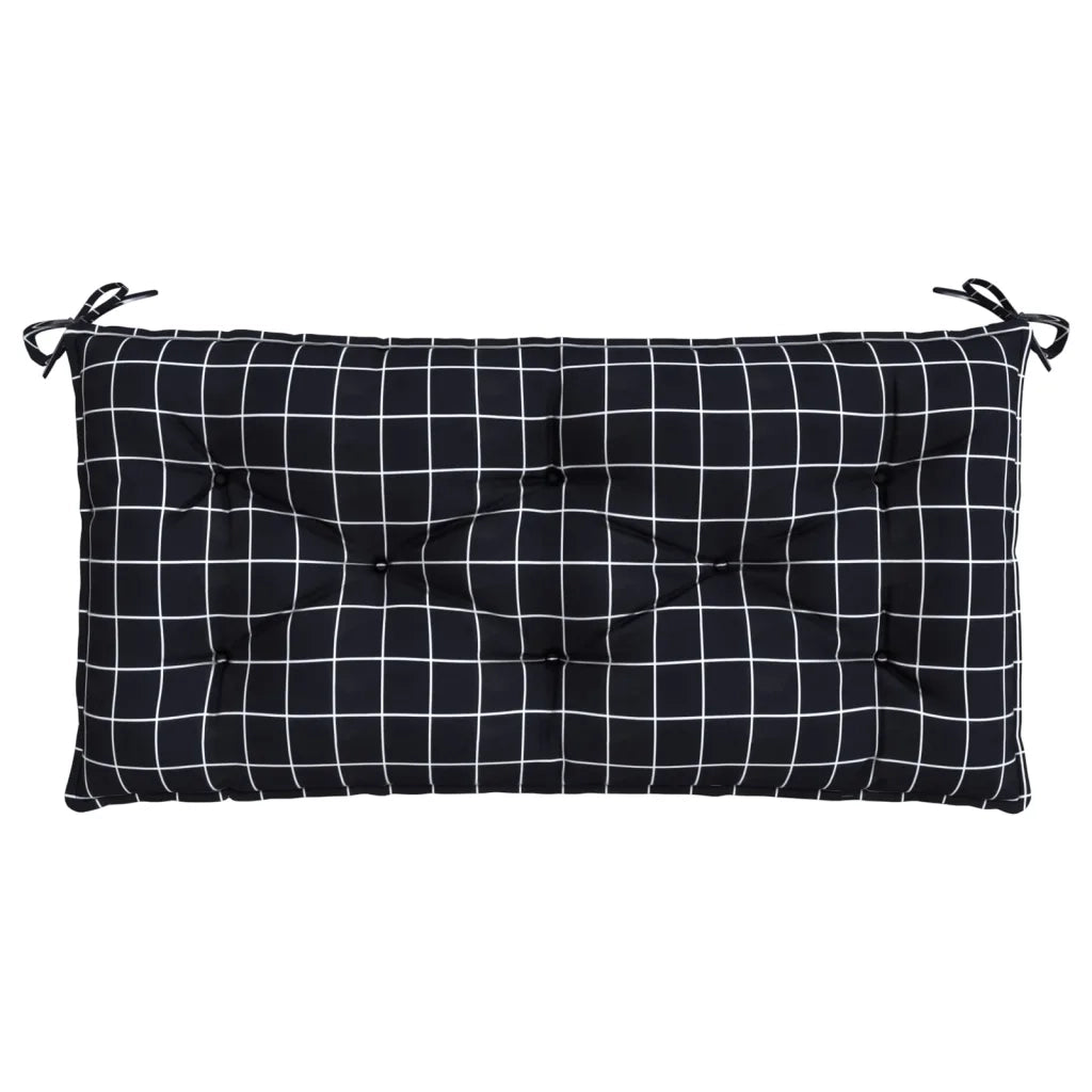Cuscino per Panca a Quadri Neri 100x50x7 cm in Tessuto Oxford 361577