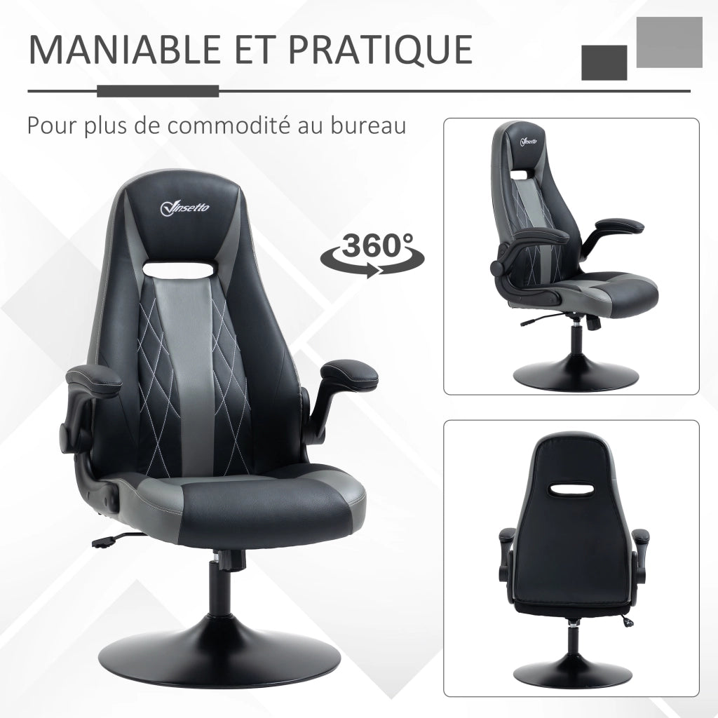 Sedia da gaming ergonomica ¨C zephmum ¨C base rotante metallo, schienale e braccioli regolabili, grigio nero