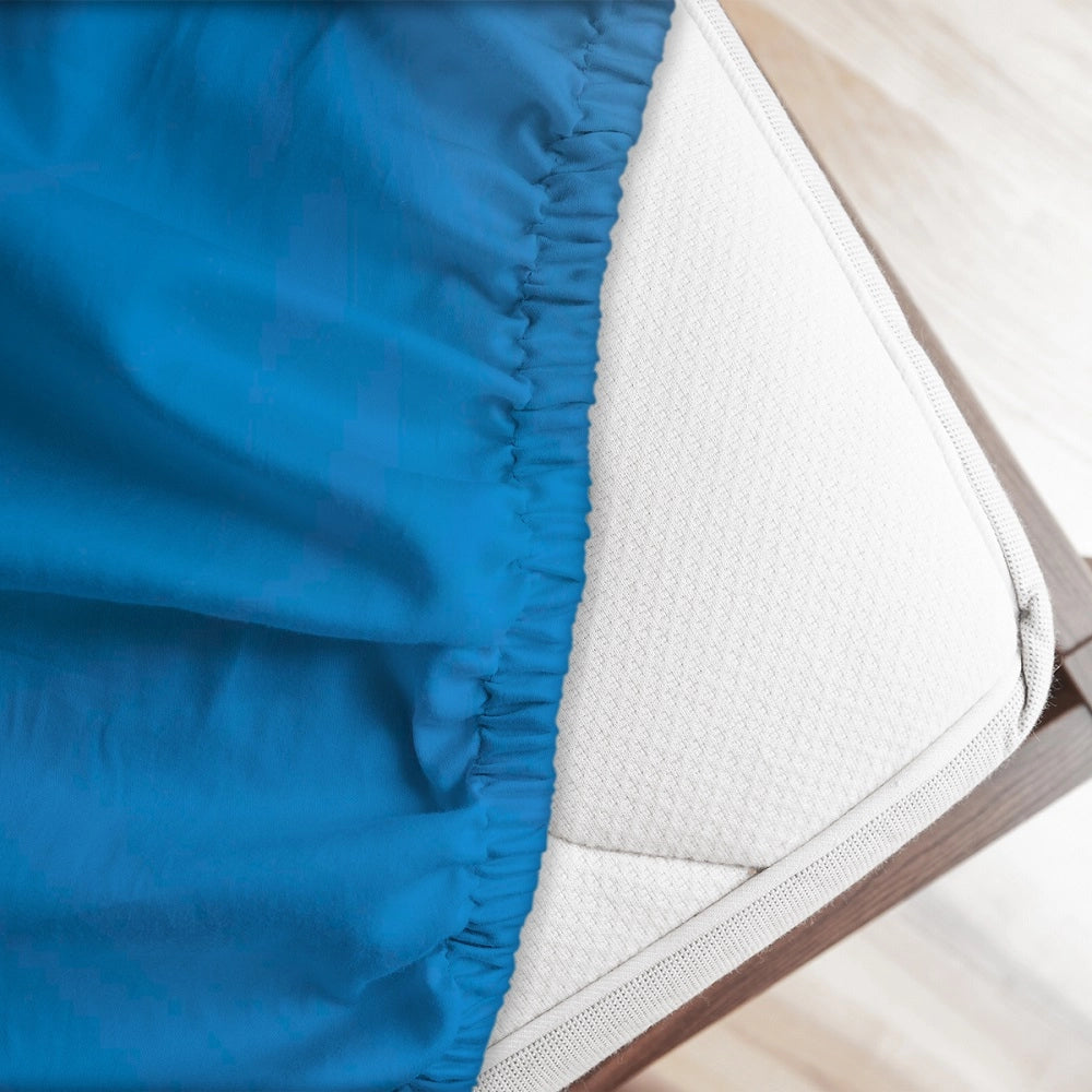 Lenzuolo letto sotto con angoli 100% puro cotone Made in Italy tinta unita Avio - 1 Piazza e mezza