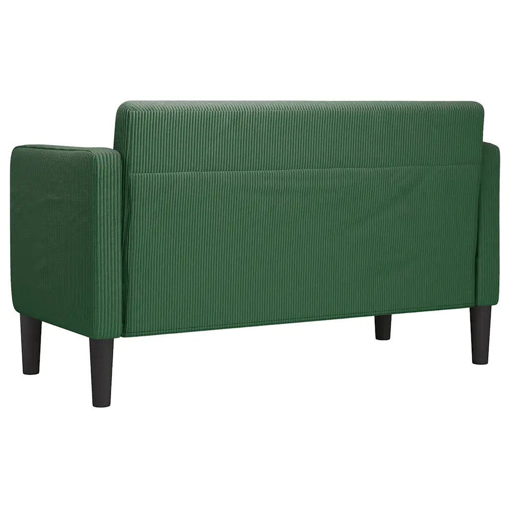 Divano Divanetto Verde Scuro 109cm Tessuto di Velluto a Coste 4100527