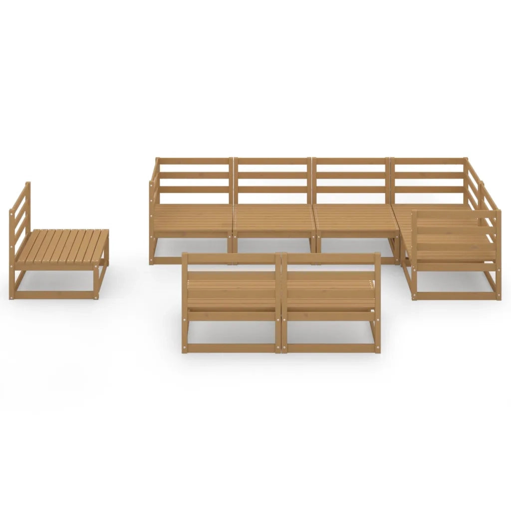 Set Salotto da Giardino 8pz Marrone Ambra Legno Massello Pino 3075627