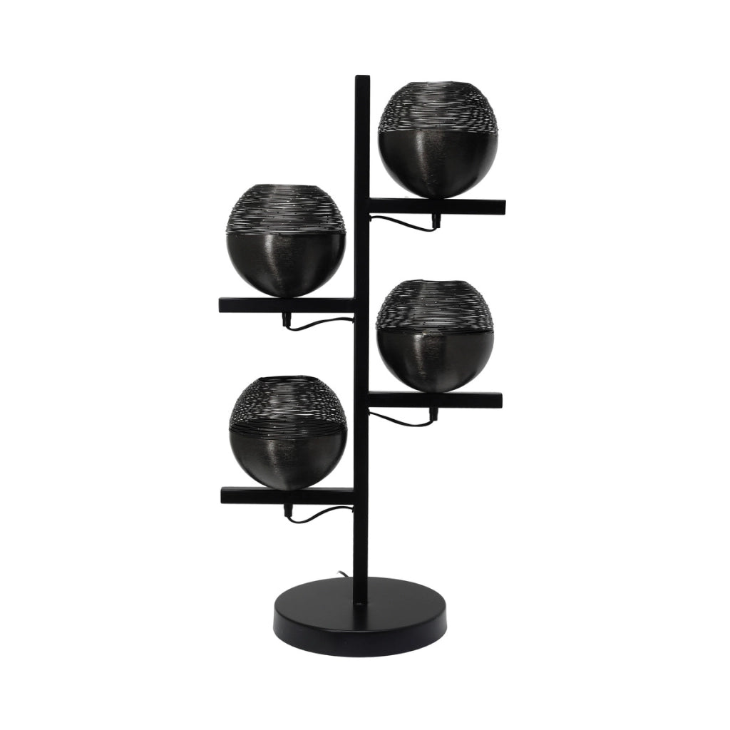 Lampada da terra Eclipse in ferro nero con 4 sfere