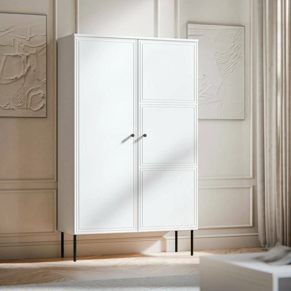 Sedilo, Armadio Multiuso 2 Ante 6 Ripiani, 100x166h cm Bianco