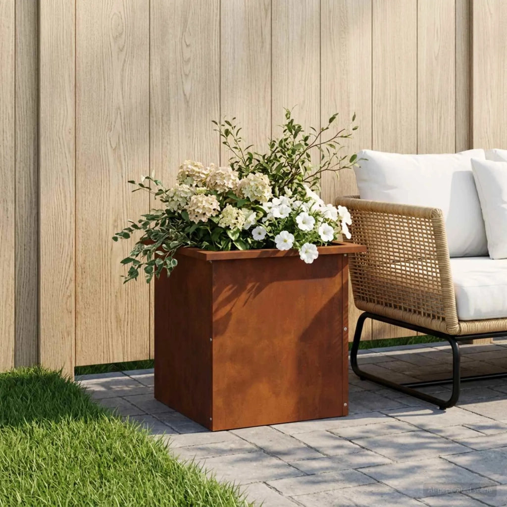 Fioriera da giardino con LED Ruggine 40 x 40 x 40 cm 8008138