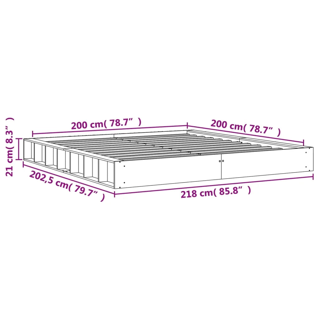 Giroletto senza Materasso Marrone Cera 200x200 cm Legno di Pino 3211838