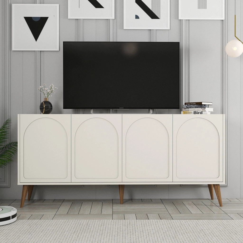 Madia Niscemi, Credenza 2 Ripiani, 180x35x81h cm Bianco Crema