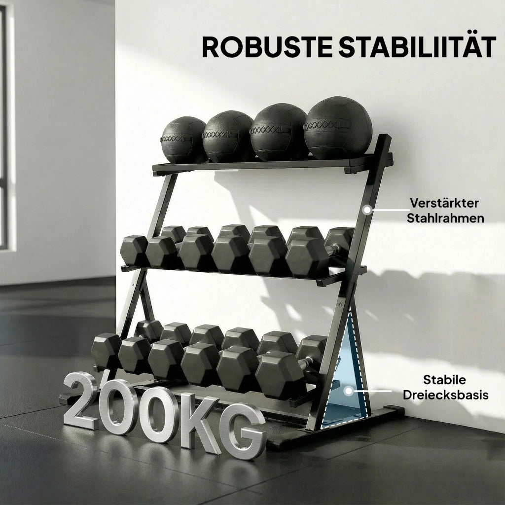 Supporto per Manubri Regolabile a 3 Livelli ¨C Xylo ¨C Max 200kg Antiscivolo