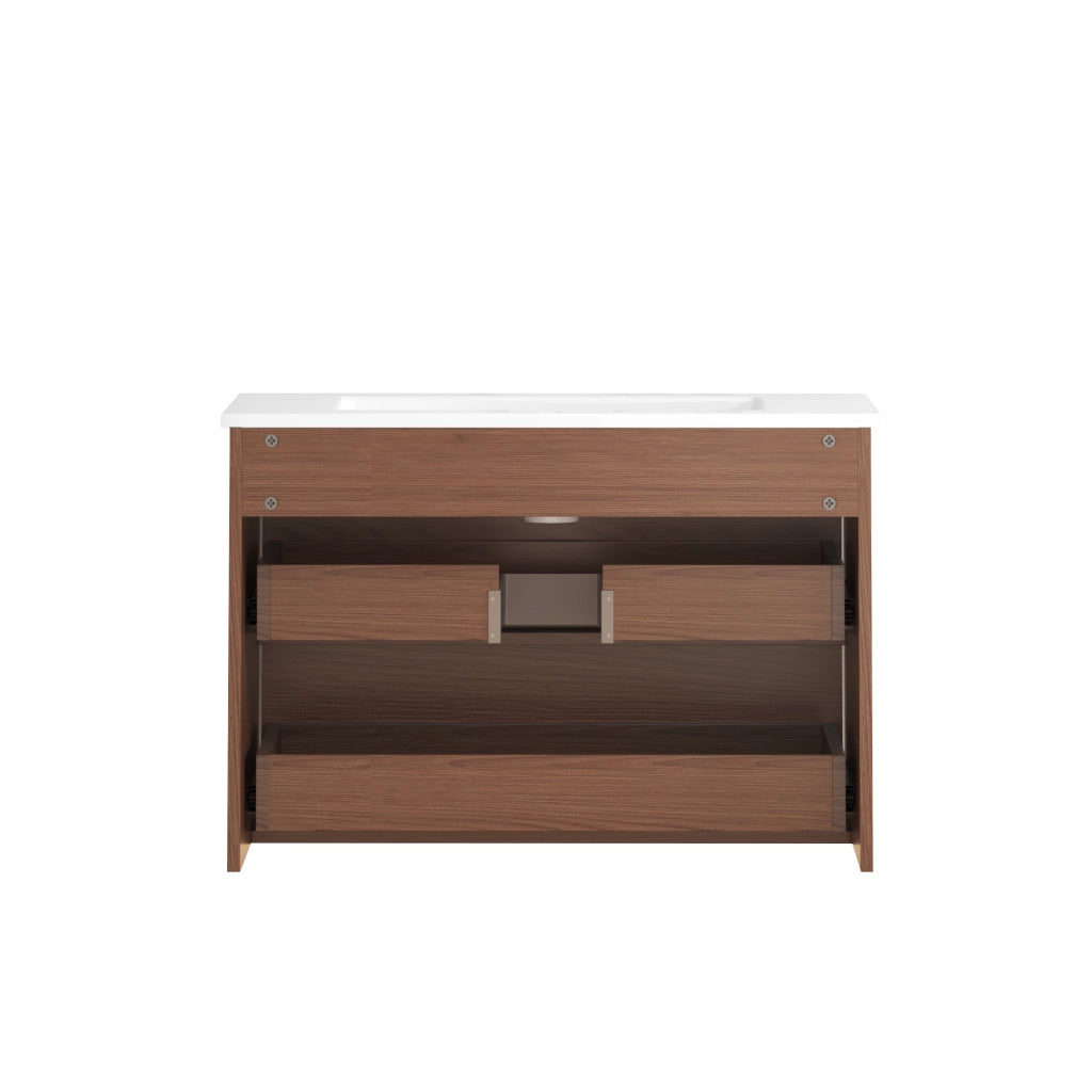Mobile da bagno in MDF effetto marrone rossiccio con due cassetti