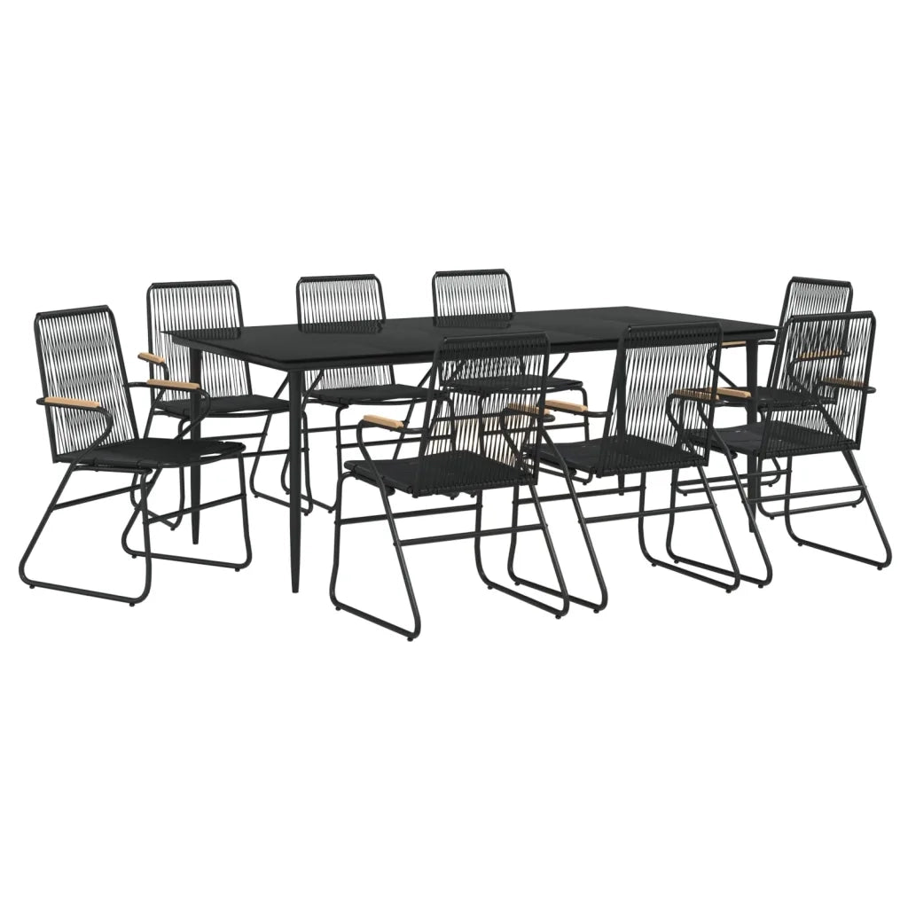 Set da Pranzo da Giardino 9 pz Nero in Rattan PVC