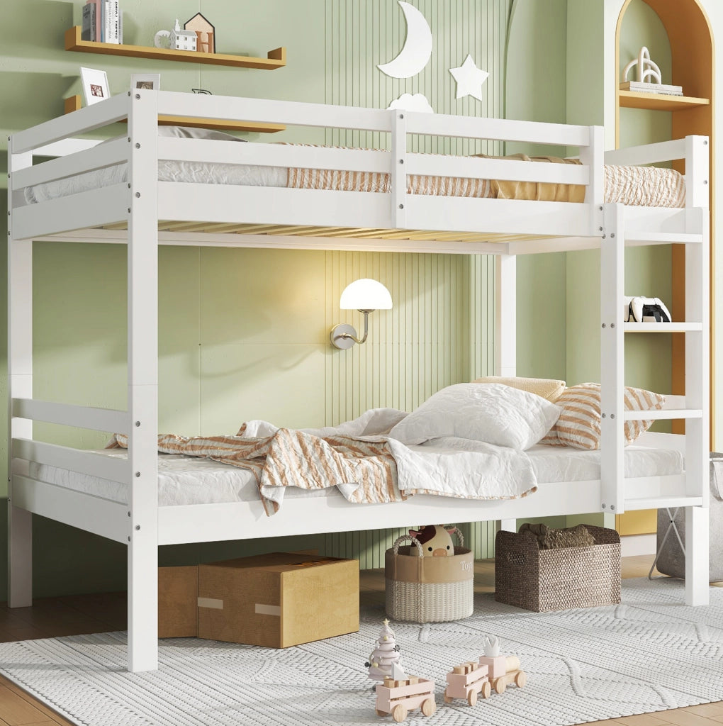 Letto a castello per bambini in pino bianco, 90 x 200 cm