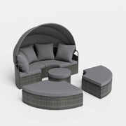Lettino da giardino rotondo 172 x 180 x 141 cm comfort regolabile con tettuccio retrattile stile alla moda in rattan PE grigio 20_0012385