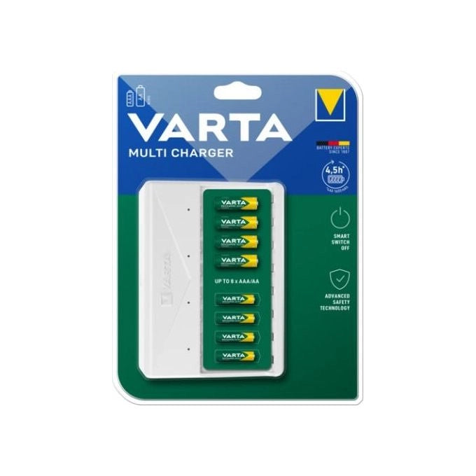 Varta 57659101401 Multi Charger Caricabatterie NiMH AA AAA fino a 8 batterie USB Type-C colore Bianco
