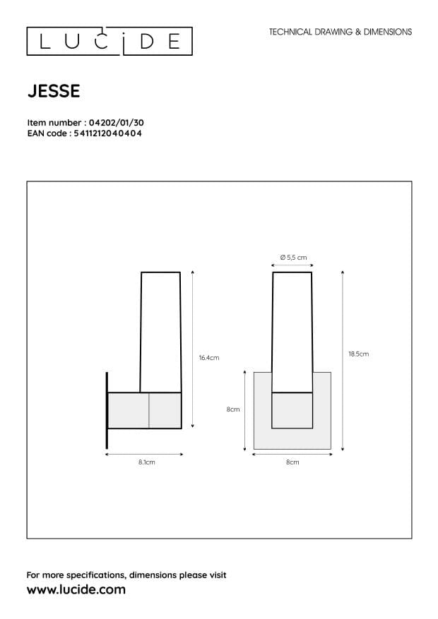 Applique Lucide Jesse vetro bianco/nero G9 33W IP44