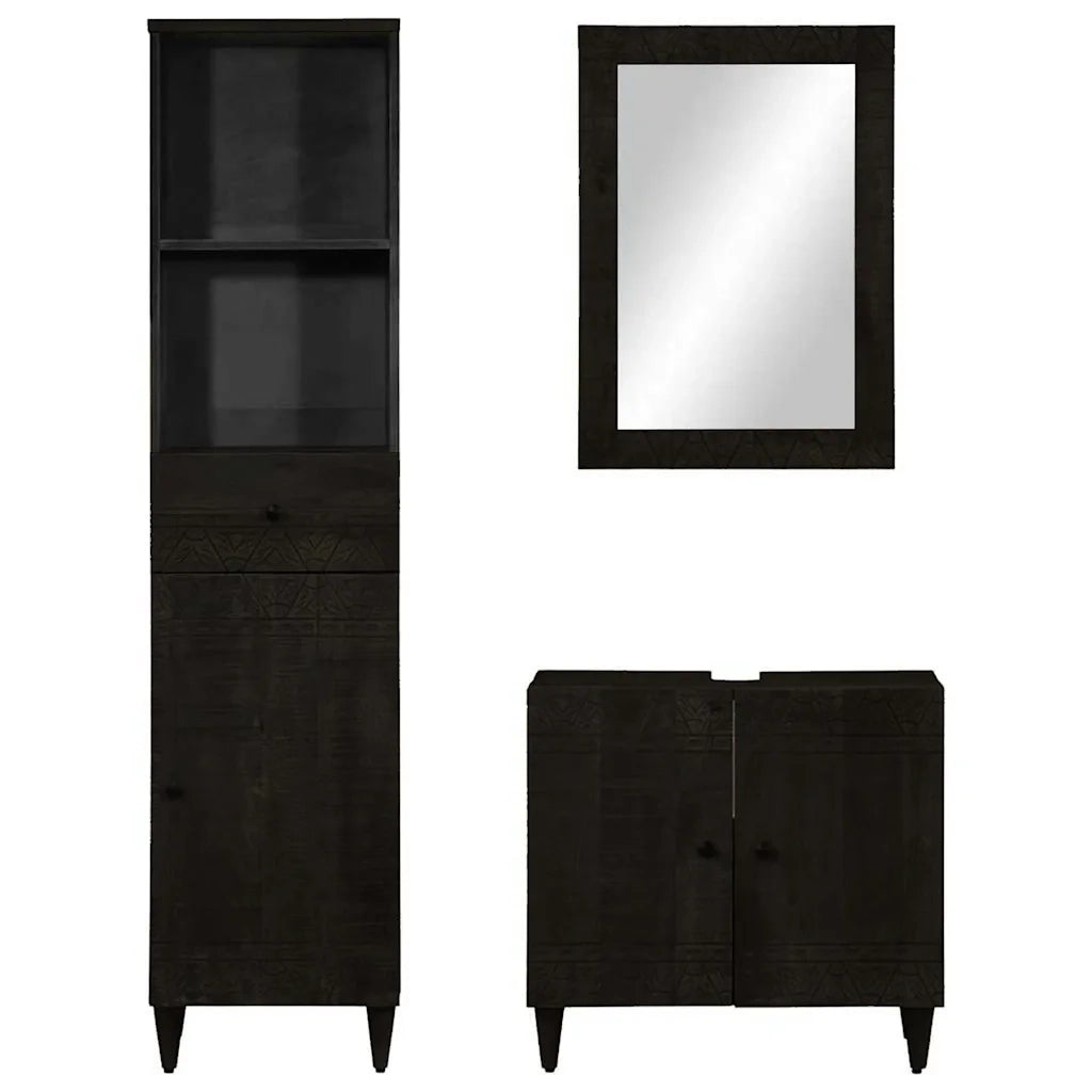 Set Mobili da Bagno 3pz in Legno Massello di Mango 3310019