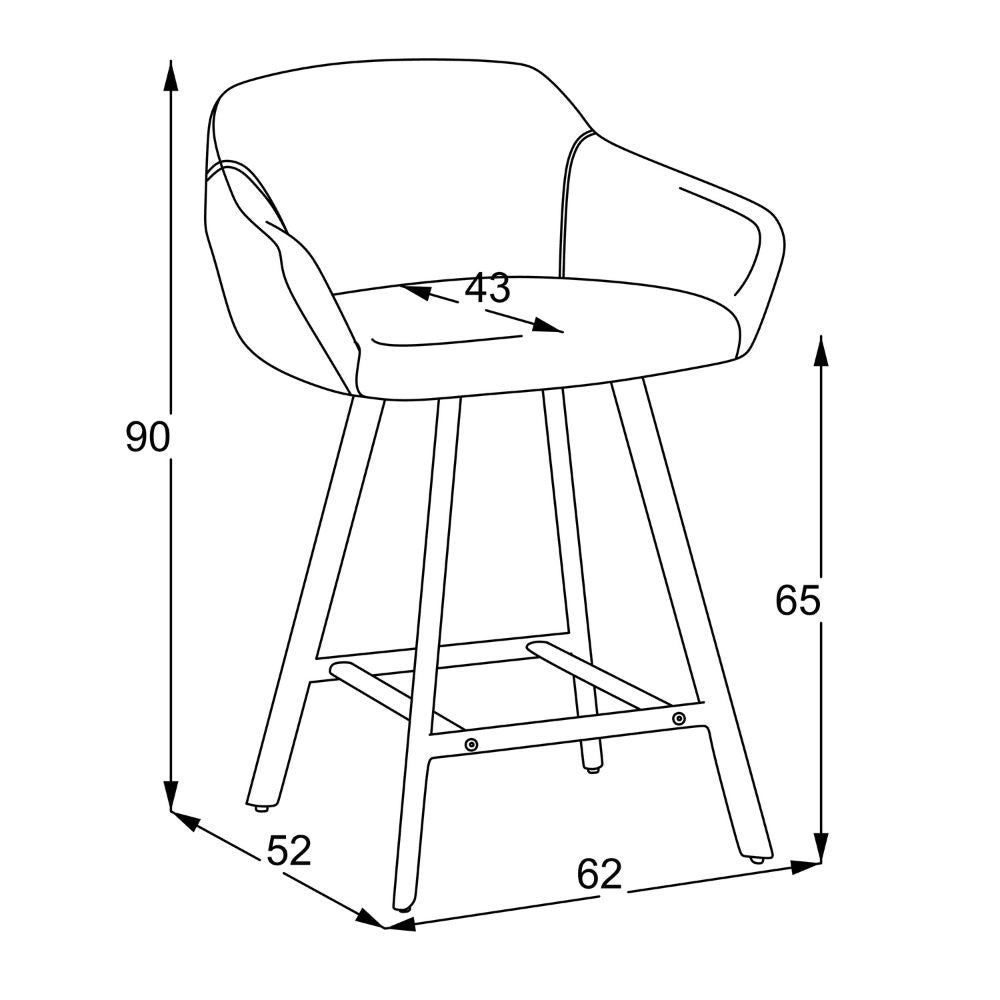 Sgabello Mey grigio scuro con seduta imbottita e gambe in metallo nero – Eleganza e comfort per la zona snack