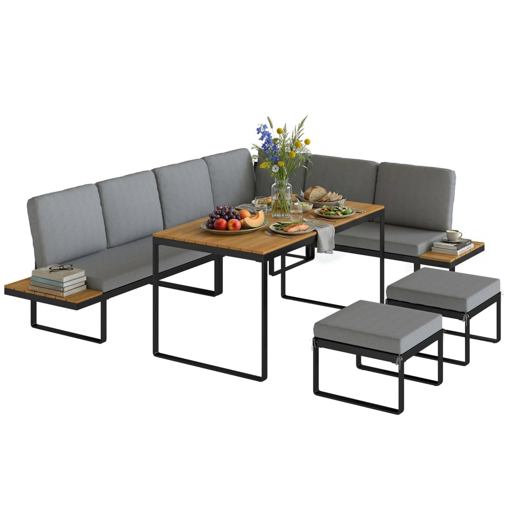 Set Tavolo e Sedie da Giardino ¨C zephmum ¨C Grigio, Alluminio, 256x198x70cm