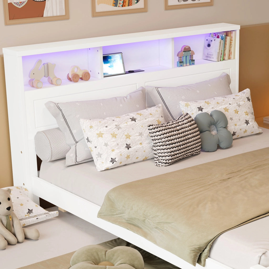 LETTO MATRIMONIALE CON LETTO ESTRAIBILE 120x200&90x190 cm BIANCO