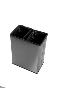 Pattumiera Alta 54L Interno Esterno Keter Verto Recycle 43,5x26,5x68,7 cm con Bordo Copri Sacco in Plastica Grigio Perla